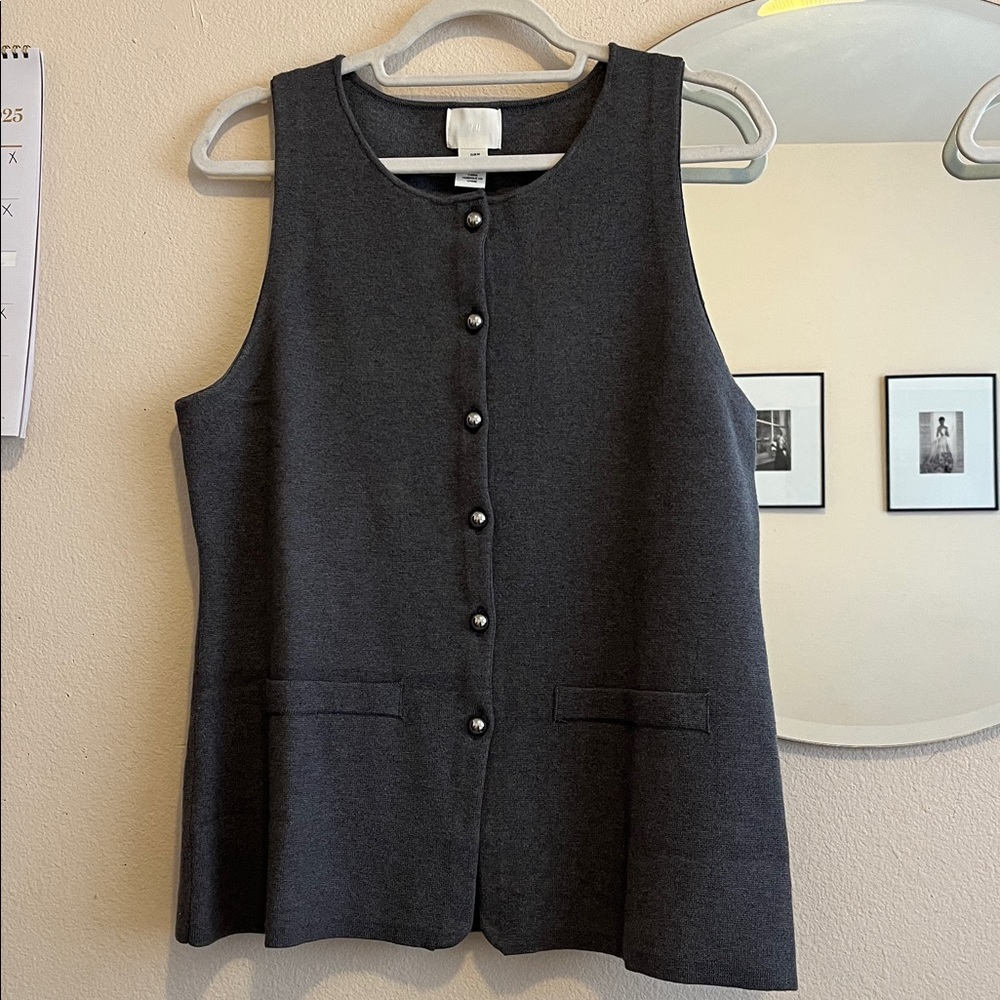H&M Grey Sweater Vest with Silver Buttons